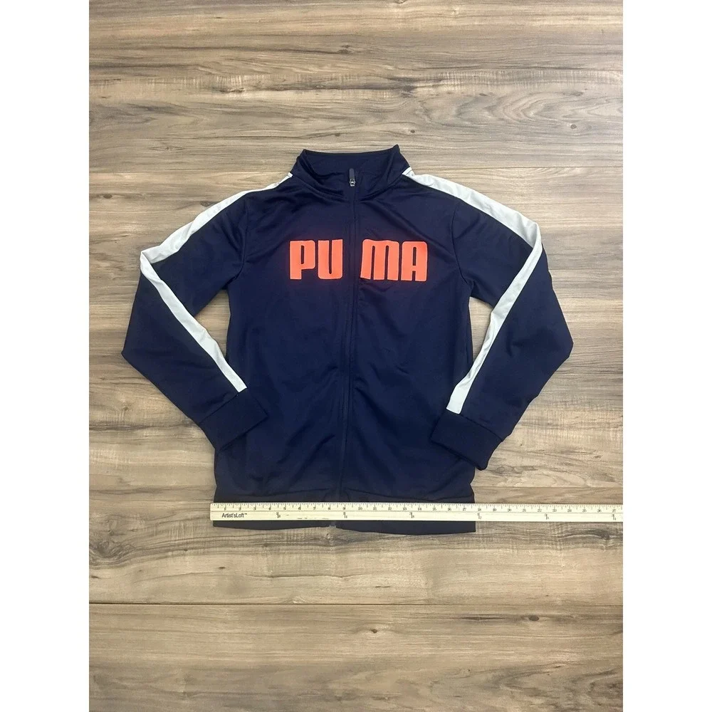 Puma Boys Size XL 18-20 Full Zip Track Jacket Navy/White‎